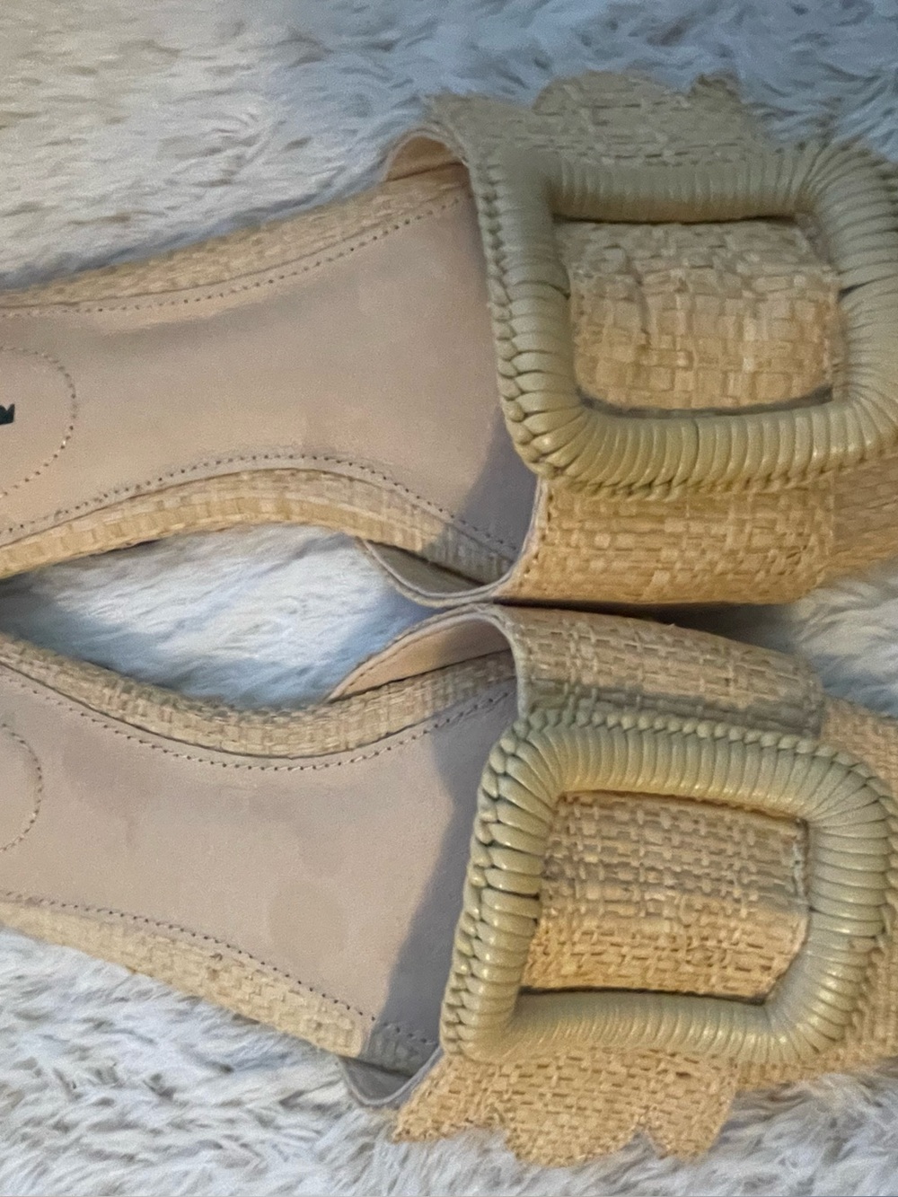 Birdies The Kiwi Natural Raffia Buckle Slide Sandals Women’s Size 7